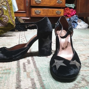 Black Velvet Star Heels image 1