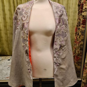 Grey Floral Embroidered Cape
