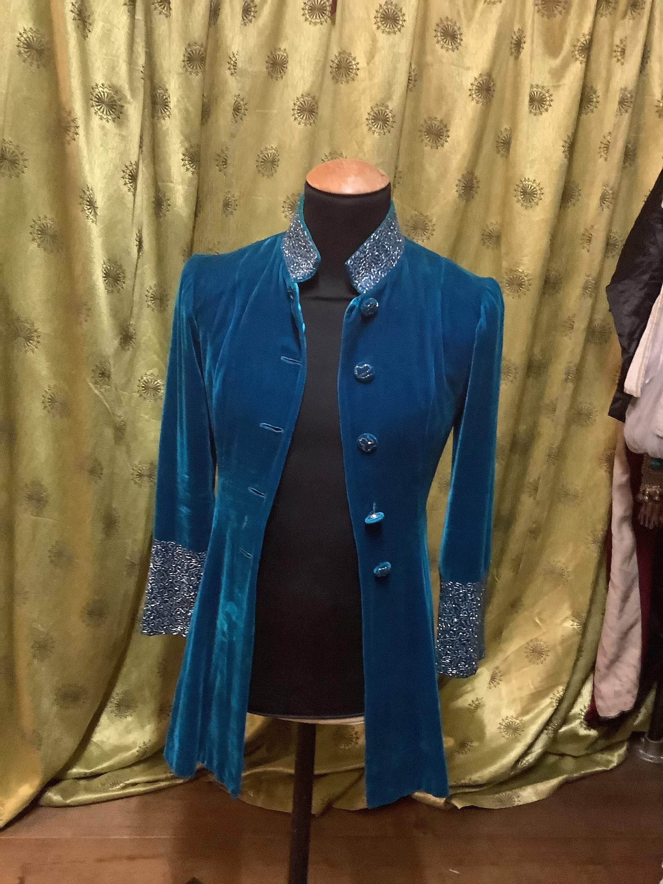 Blue velvet coat ladies clearance