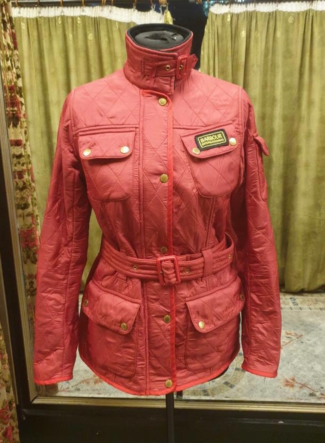 Red Barbour Puffer Jacket Etsy Canada