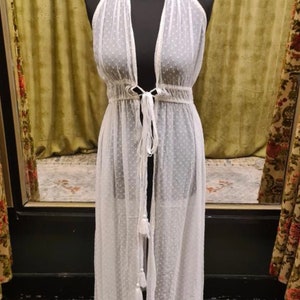 White Sheer Halter Neck Open Front Dress