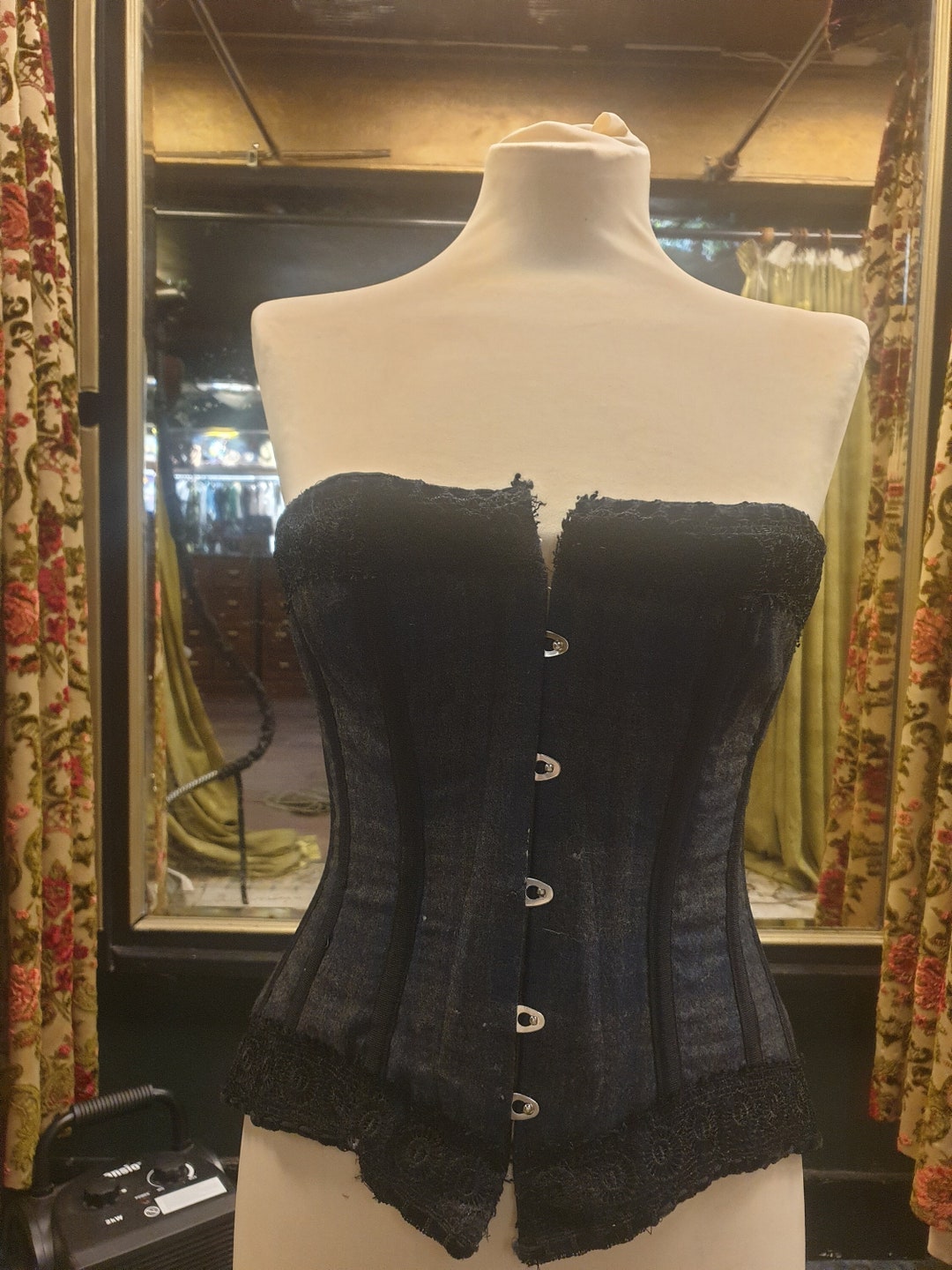 Dark Blue Corset Etsy