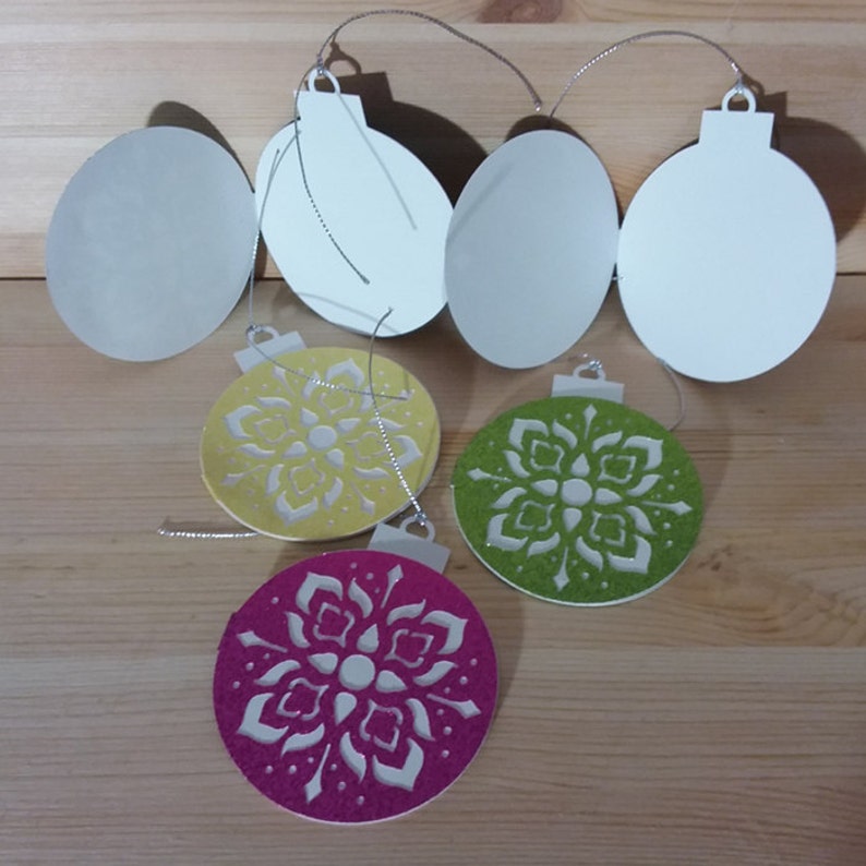 Set of 5 Sparkling Bright Glitter Die Cut Thai Pattern Holidays Ornament Tag