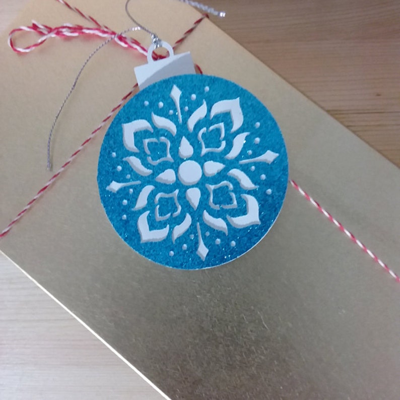 Set of 5 Sparkling Bright Glitter Die Cut Thai Pattern Holidays Ornament Tag