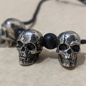 white bronze pendant skull  Skull Pendant Skull Pendant Charm Necklace - Oxidized Hand Polished Finish