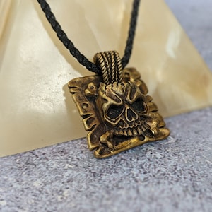 brass pendant skull  Skull Pendant Skull Pendant Charm Necklace - Oxidized Hand Polished Finish
