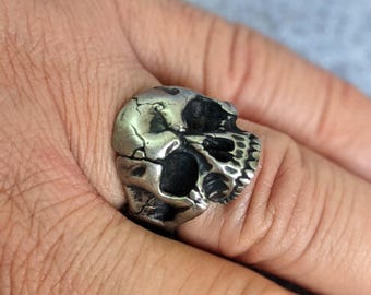 Jewelry ring skull ring  heavy metal  black  biker ring  gothic ring size 10 1\2 US