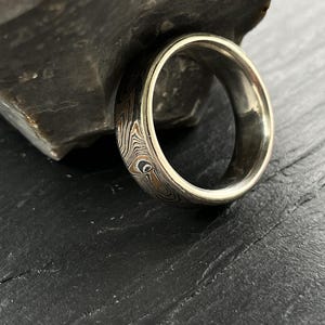 wedding ring Mokume gane ring Woodgrain Metal Ring Mokume Texture silver ring