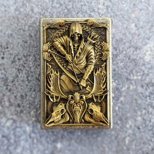 messing embleem voor aansteker, luciferdoosje, sigarettenkoker, sterrenbeeld Boogschutter