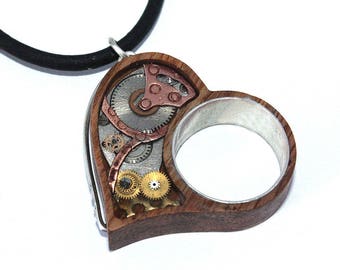 lovely steampunk heart pendant, great gift.