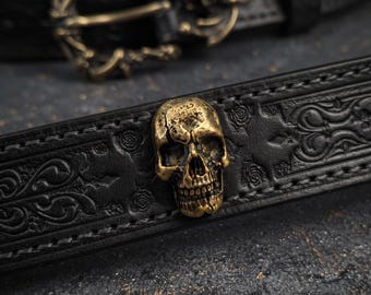 Solid Bronze Skull Concho, Screw-Back Leather Rivet, Artisan Skull Stud for Leather Wallet, Bag & Belt Hardware, Gothic EDC Accessory