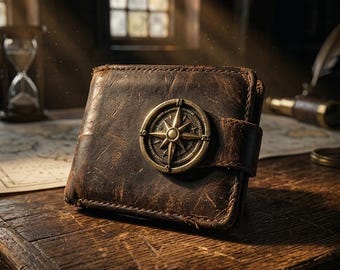 Brass Wind Rose Concho • Handcrafted Nautical Compass Button • Artisan Leather Craft Hardware • Unique Unisex Sea Style Decor • (0.78 inch)