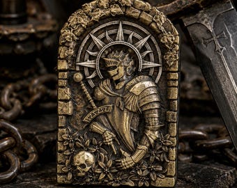 Medieval Knight Brass Lighter Emblem, Handmade Gothic Armor Overlay, Fantasy Collectible, Flip Top Lighter Decoration