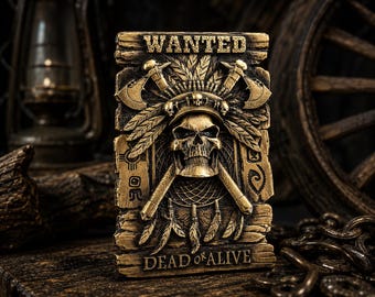 Gift for Biker • Sculpted Brass Lighter Emblem • Skull Western Artwork • Handmade EDC Collectible • Artisan Gift
