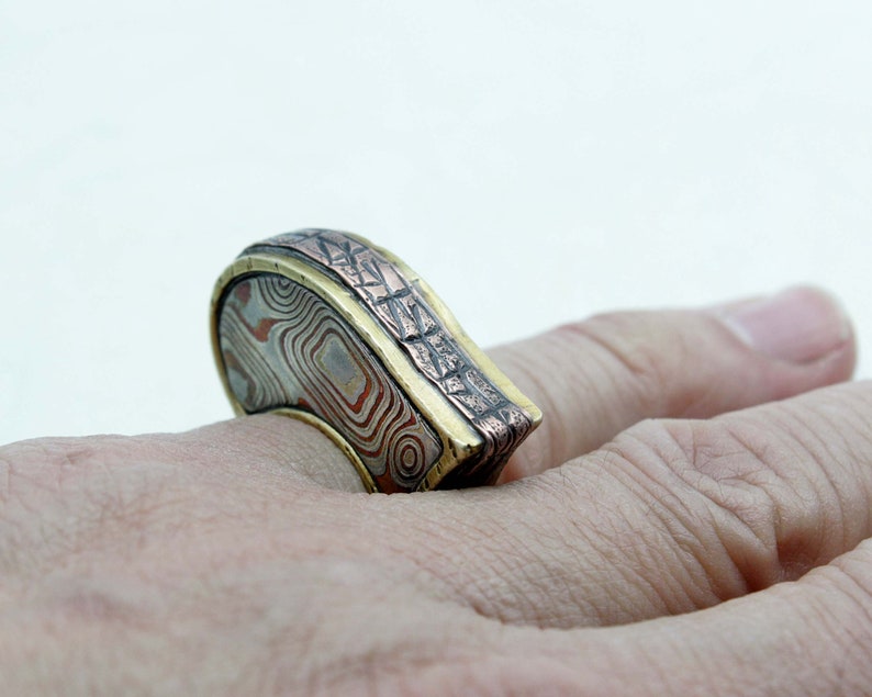 Mokume Gane ring pendant jewelry necklaces steampunk pendant