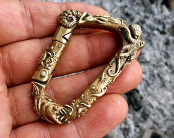 Brass Marine Carabiner, Nautical Octopus Keychain, Deep Sea Anglerfish EDC Clip, Sea Turtle Starfish Key Ring, Heavy Duty Pocket Hook