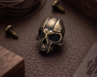 Solid Bronze Skull Concho, Screw-Back Leather Rivet, Artisan Skull Stud for Leather Wallet, Bag & Belt Hardware, Gothic EDC Accessory