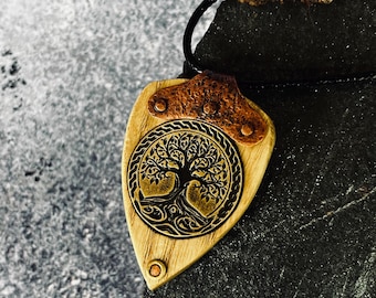One-of-a-Kind Tree of Life Wooden Necklace • Brass & Copper Pendant • Large 6x4cm Rustic Yggdrasil Talisman • Exclusive Jewelry