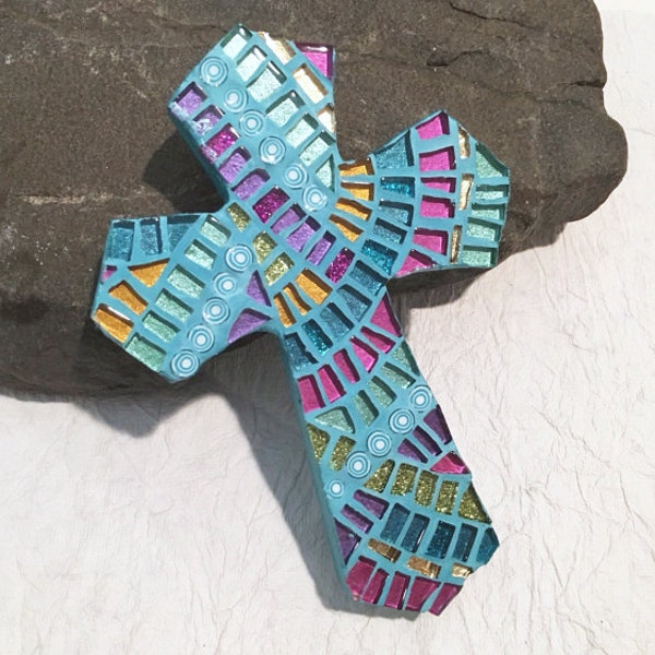 Fashion Mosaic Art Crosses, Jewel Tones Cross, Unique Wall Cross, Christian Decor,  Colorful Crosses, Christian Gifts