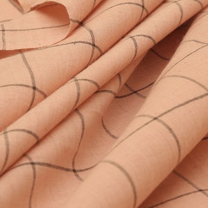 Peach fabric, handloom Fabric, Boho fabric, Natural dye fabric, Cotton Fabric, India Fabric, Checks Fabric- Fabric by yard, sewing fabric