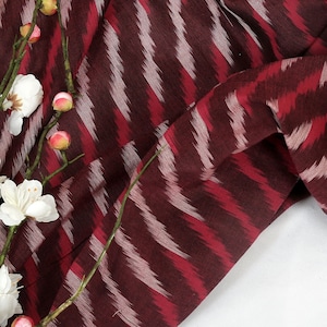 Handloom Ikat Fabric: Wine Red Fashion Apparel, 2/120 Soft Fine Fabric By Yard