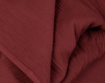 100% Cotton Maroon Gauze Fabric by the yard, India fabric by yard, Kids Summer fabric Muslin Gauze Crinkle Fabric