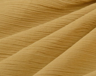 Tessuto in garza di cotone color senape tinto a mano: morbido doppio strato, larghezza 101,6 cm (40").