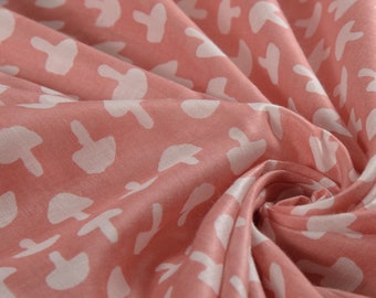 Mushroom Print Cotton Voile Fabric: Soft Rose Gold Dress Fabric By Yard