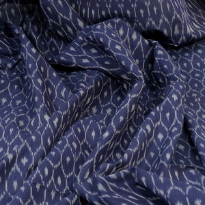 Fine 2/120 Handloom Ikat Fabric, Blue fabric, Fashion fabric, Ikat Fabric, India fabric, apparel fabric- Fabric By yard, Handloom, Handwoven