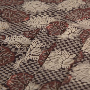 Traditional India Cotton Printed fabric, Block Print fabrics- Fabric sold by yard, Block Printed, Grey & Maroon fabric, Natural Fabric