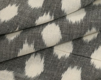 Gray fabric, Ikat Fabric, Handloom Ikat Fabric, Sewing fabric, Indian fabric, home decor, Fabric By yard, handwoven fabric, 2/60 fabric