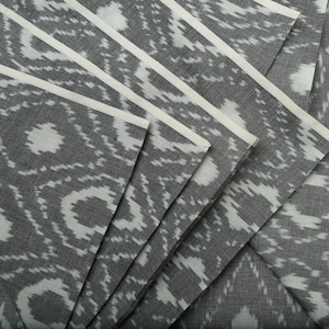 Ikat Fabric, Fine 2/60 Handloom Ikat Fabric, Gray fabric, Sewing fabric, India Cotton fabric, home décor fabric, Fabric By yard, handloom