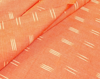 Handvävt Ikat-tyg: Orange indiskt bomullstyg
