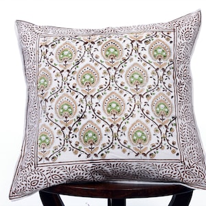 Beautiful block print cushion cover, Block Printed Cushion Cover- Indian Cushion Cover- pillow cover 16x16&quot;, Decorative cushion cover