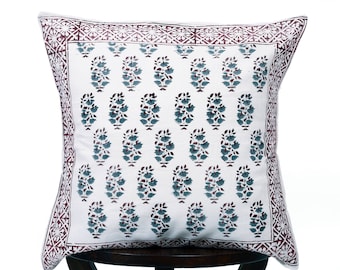 Decorative cushion cover, Beautiful block print cushion cover, Block Printed Cushion Cover- Indian Cushion Cover- pillow cover 16x16"