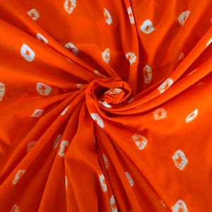 Shibori Fabric, India Fabric, Hand Dyed- Fabric By The Yard, Orange Fabric, India dress, cotton fabric