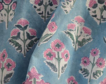 Tessuto indiano in puro cotone al 100%, stampato a mano, in morbido cotone con stampa Mughal, tessuto tagliato su misura, abbigliamento da donna
