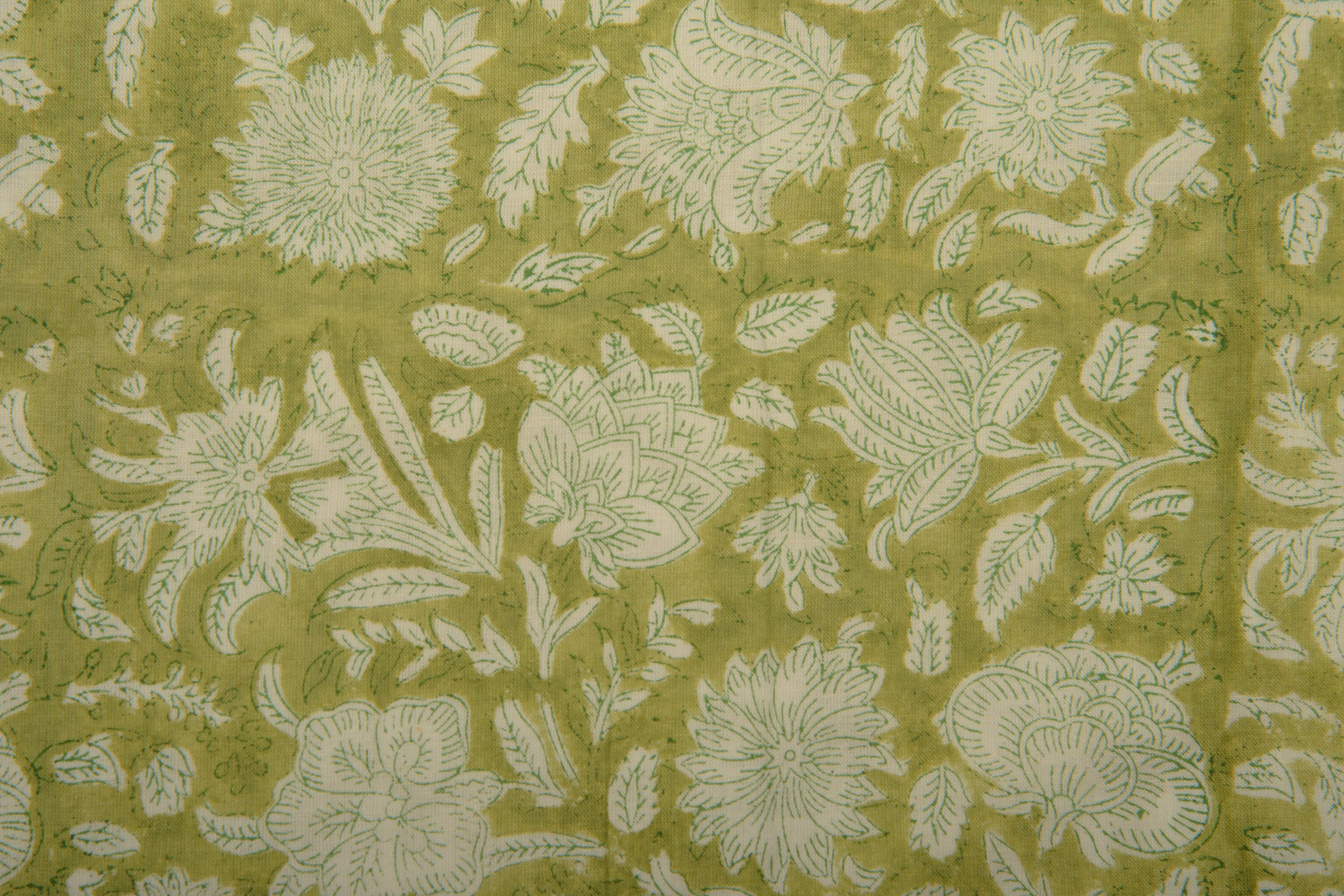 Olive Green Fabric Block Print Cotton Fabric India Fabric - Etsy