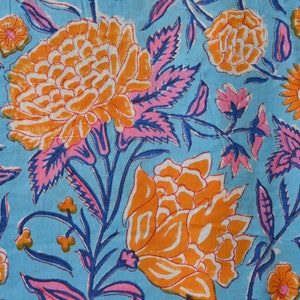 Floral Print Fabric, Block Print fabric, India Fabric, Fabric by the yard, Dress fabric, sewing fabric, Cotton soft fabric, Summer fabric