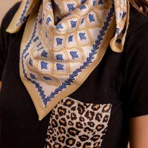 Hand Block Printed Cotton Linen Scarf: Bohemian Hair Bandana (60cm)