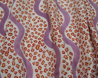 Hand Block Print Cotton Fabric: Pink Abstract Dressmaking Fabric