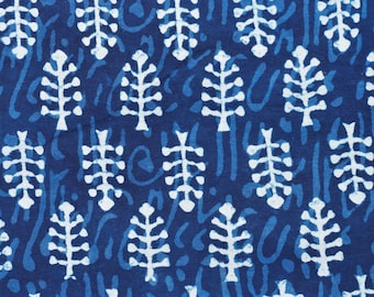 Indigo Cotton Fabric: Hand Block Print, Indian Fabric by the Yard