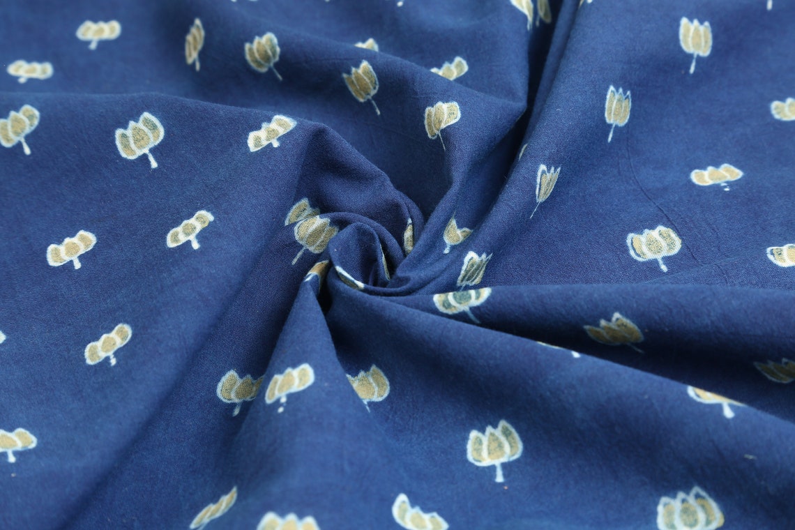 Indigo Fabric Fabric by the Yard Ajrakh Fabric India - Etsy