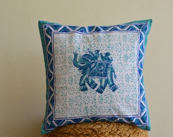 Decorative cushion cover, Beautiful block print cushion cover, Block Printed Cushion Cover, Indian Cushion Cover, Elephant pillow cover
