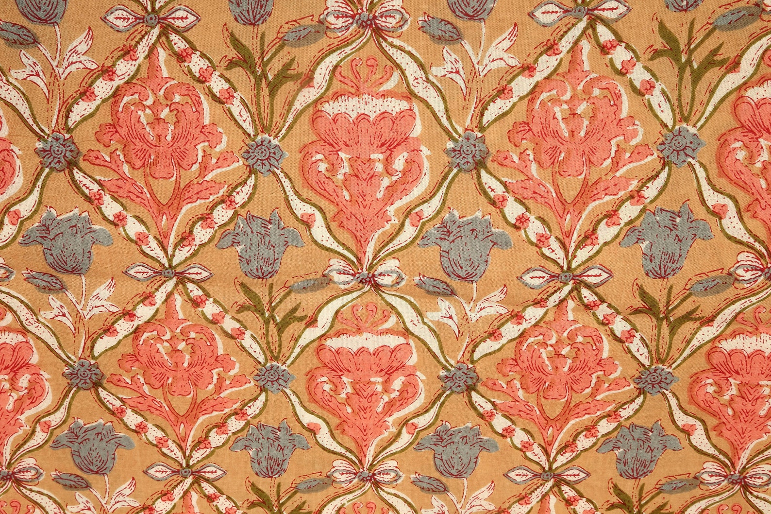 Mughal Print Fabric Screen Print Fabric India Fabric Etsy