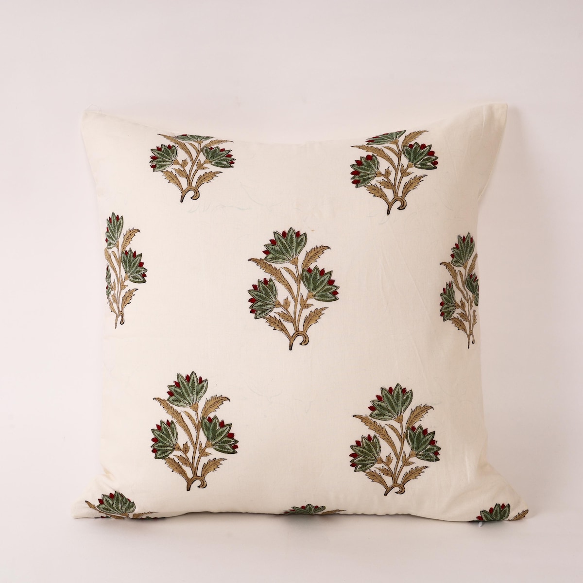 Hand Block Print Cotton Cushion Cover: Botanical Farmhouse Pillow - Etsy