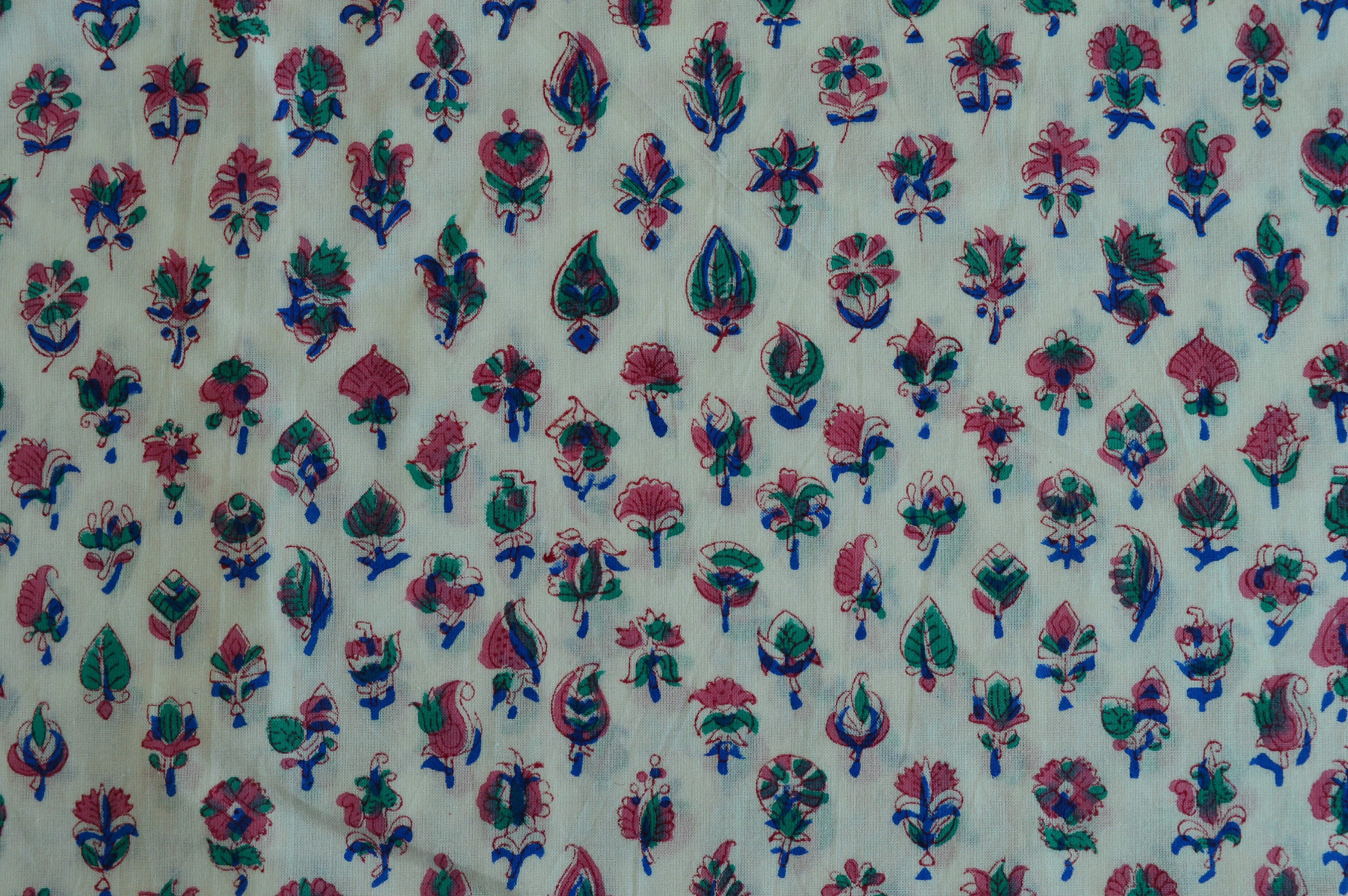 Beautiful Hand Block Print Fabric Small Motif Print Cotton Etsy UK