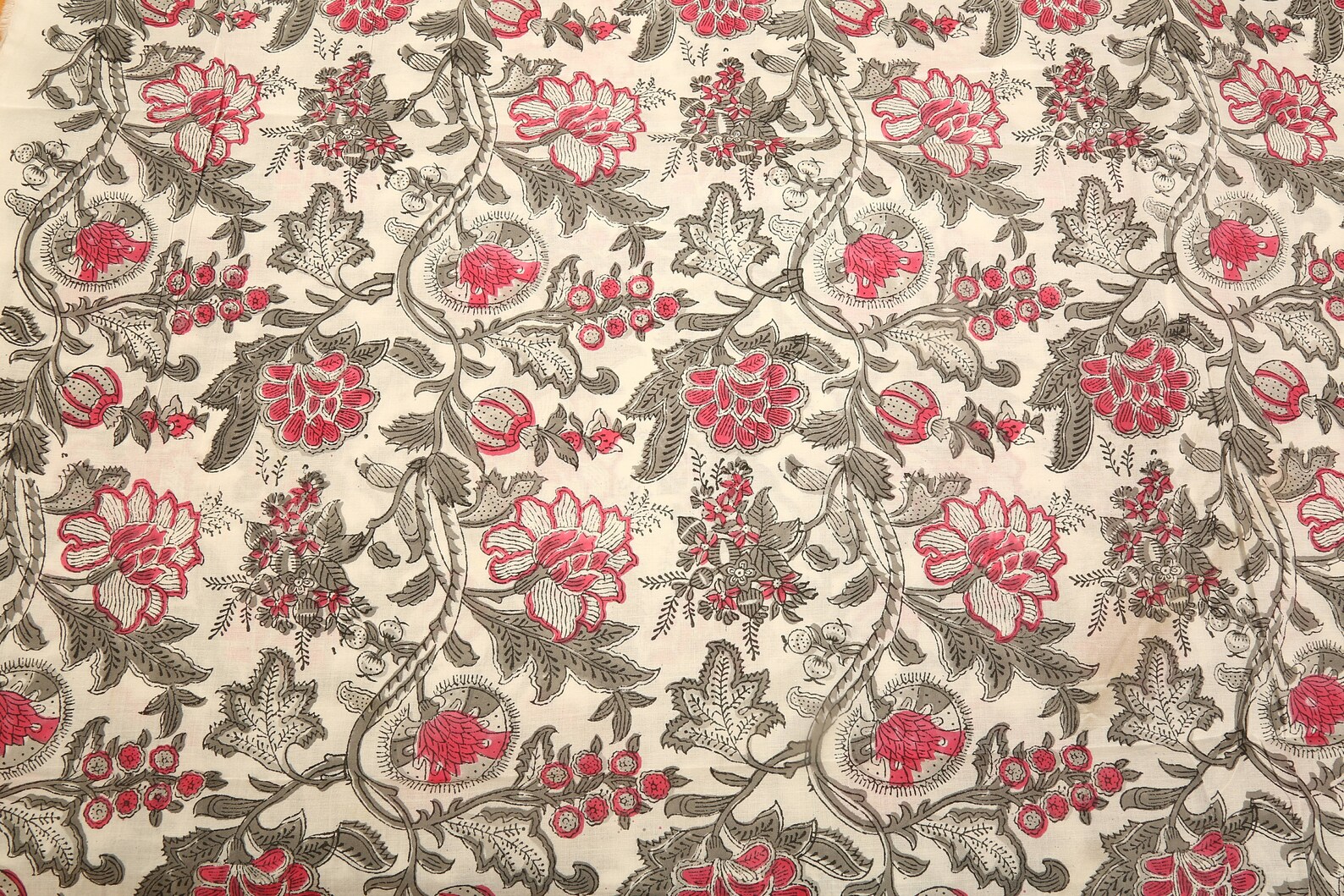 Gray Floral Print India Fabric Women Fabric Cotton Fabric by Etsy