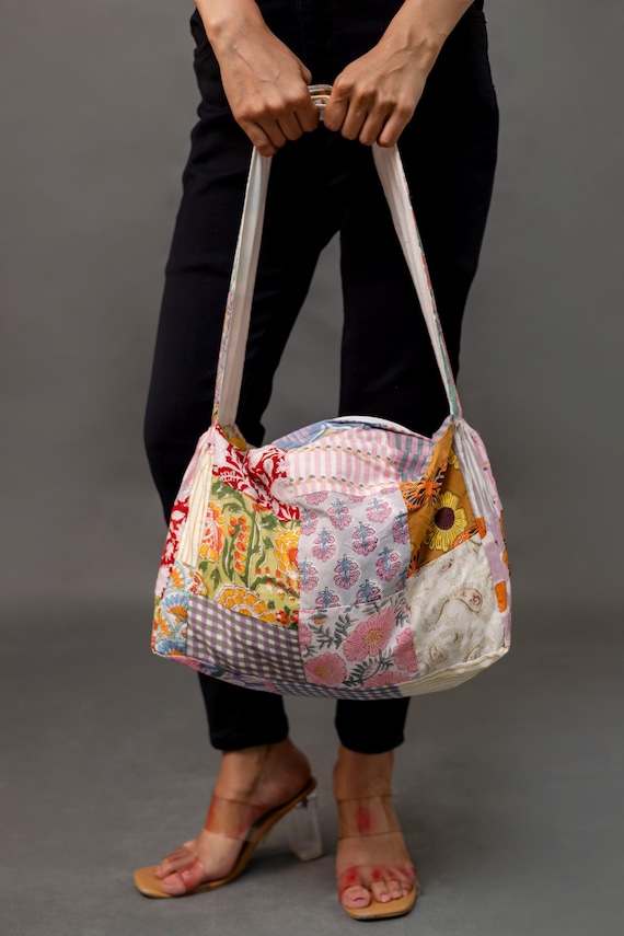 Handmade Quilted Tote Bag | Colorful Patchwork Shoulder Purse