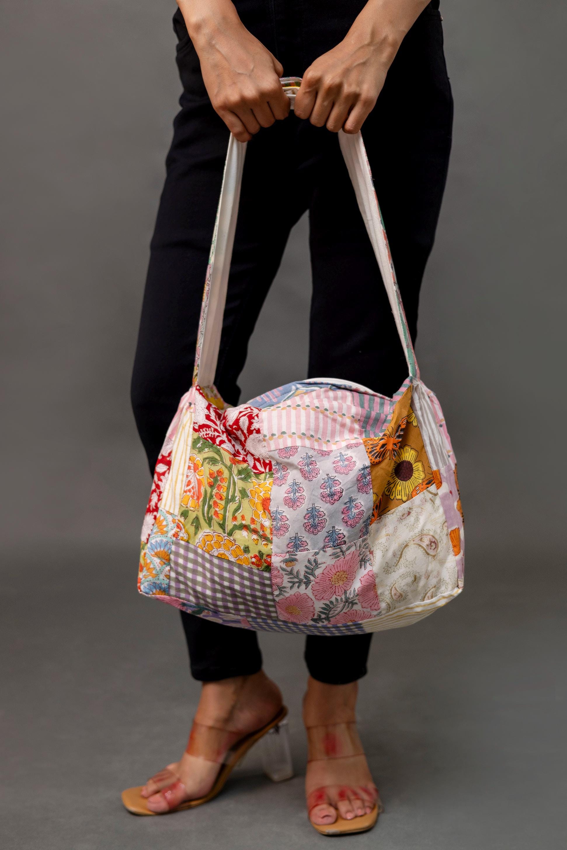 Handmade Quilted Tote Bag | Colorful Patchwork Shoulder Purse